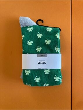 Express Green Clover Pattern Men's Socks